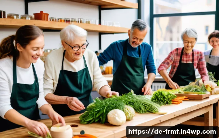 도시 발효실과 농산물 직거래 장점 - A vibrant urban fermentation workshop scene set in a cozy, modern community kitchen in Berlin, Germa...